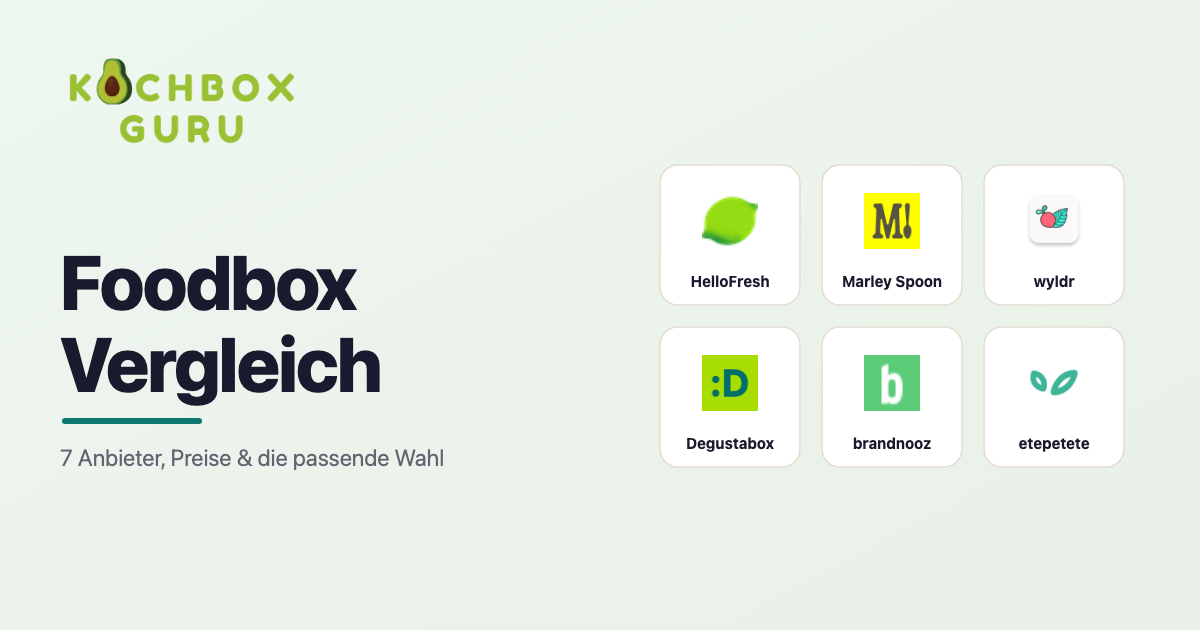 Foodbox Vergleich der 7 Anbieter HelloFresh Marley Spoon wyldr Degustabox brandnooz etepetete