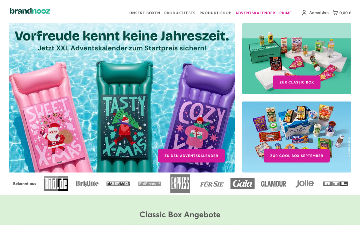 brandnooz Startseite Screenshot Markenneuheiten Box