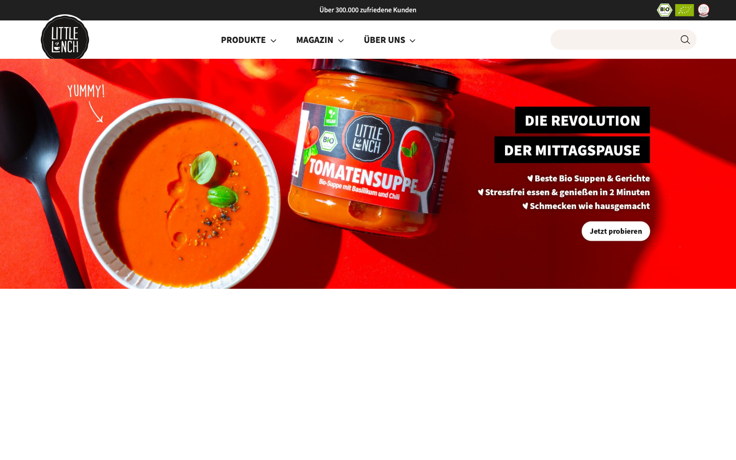 Little Lunch Homepage – Bio-Suppen im Glas ohne Kühlung, in 2 Minuten fertig