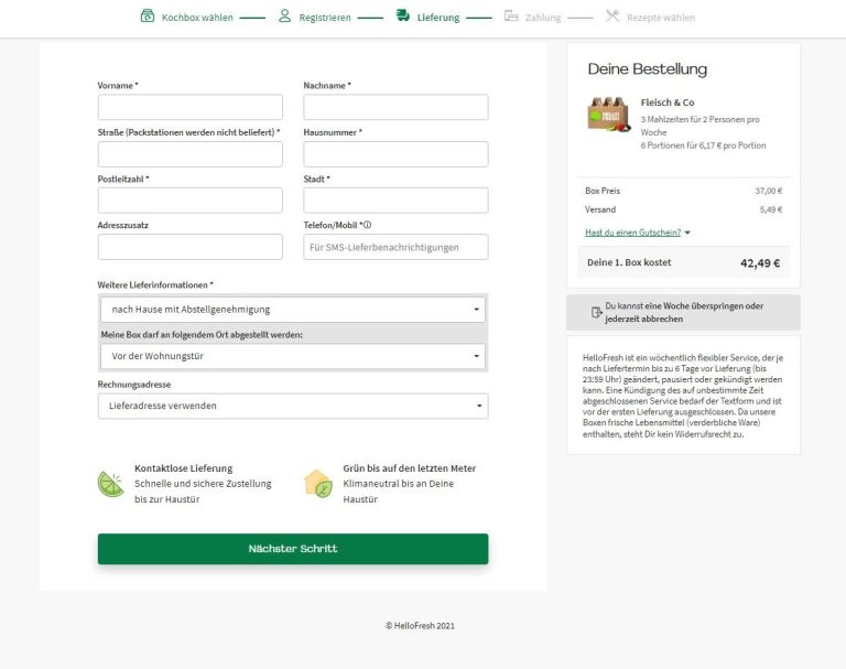 HelloFreshLogin Anmeldung, Registrierung und Passwort vergessen KochboxGuru