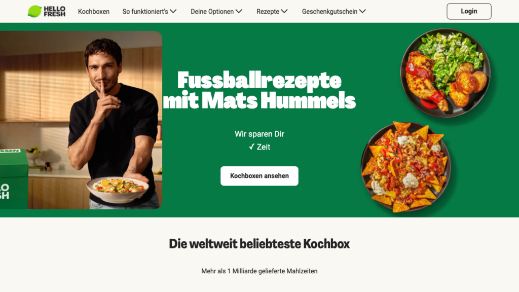 HelloFresh Startseite Screenshot