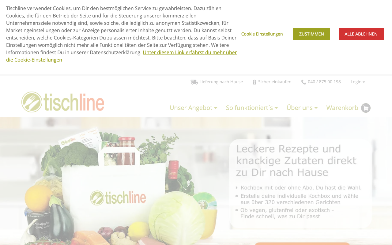 Tischline Homepage Screenshot 2026