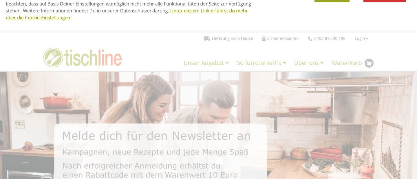 Tischline Homepage Screenshot 2026